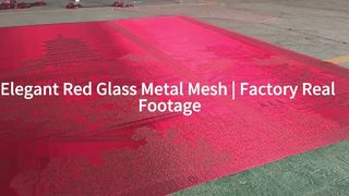 Vídeo real de fábrica de una elegante malla metálica de vidrio rojo