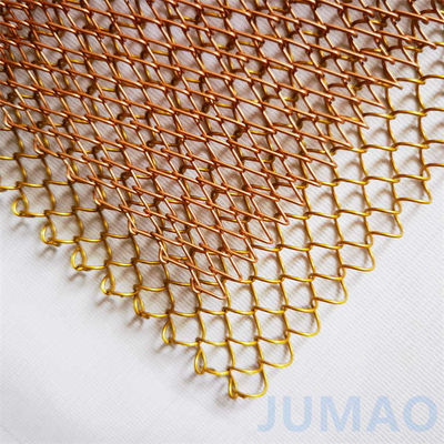 Cortina de malla de espirales decorativa de color plateado con forma de agujero en forma de diamante