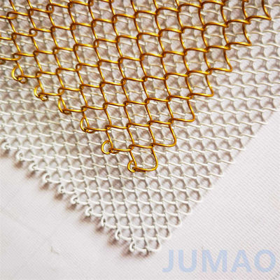 Lujosas cortinas de malla metálica de oro con agujeros de diamante